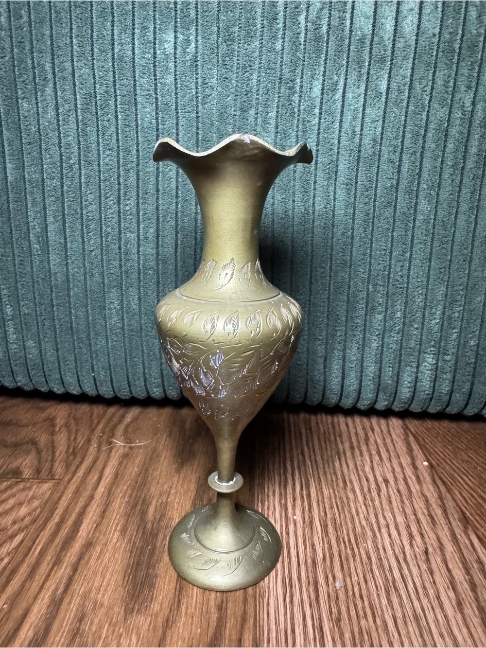 Brass-Tone Floral Etched Decorative Vase - Home Accents